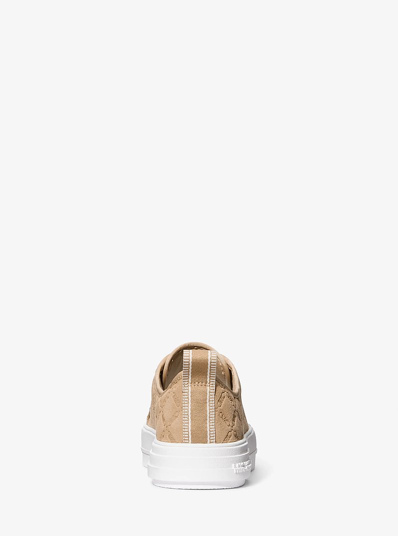 Evy Empire Logo Embossed Suede Sneaker in CAMEL | Michael Kors