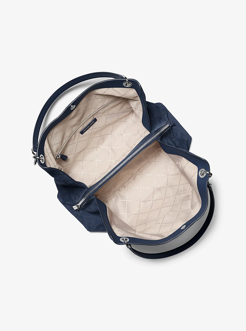 Borsa a spalla Christina grande in pelle scamosciata in NAVY | Michael Kors