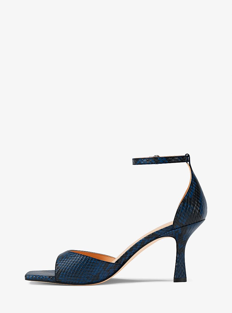 Amali Snake Embossed Sandal in NAVY | Michael Kors