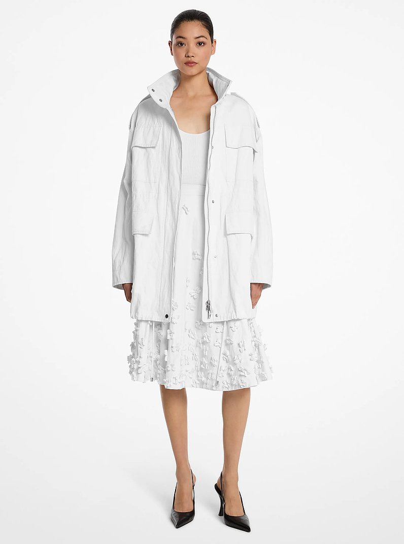 Crushed Cotton Gabardine Oversized Anorak in OPTIC WHITE | Michael Kors