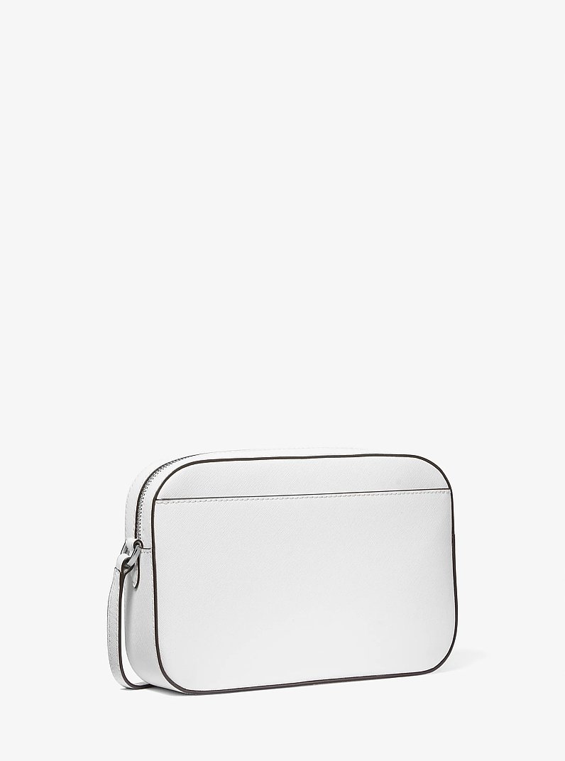 Grand sac &agrave; bandouli&egrave;re Jet Set en cuir Saffiano in BLANC OPTIQUE | Michael Kors