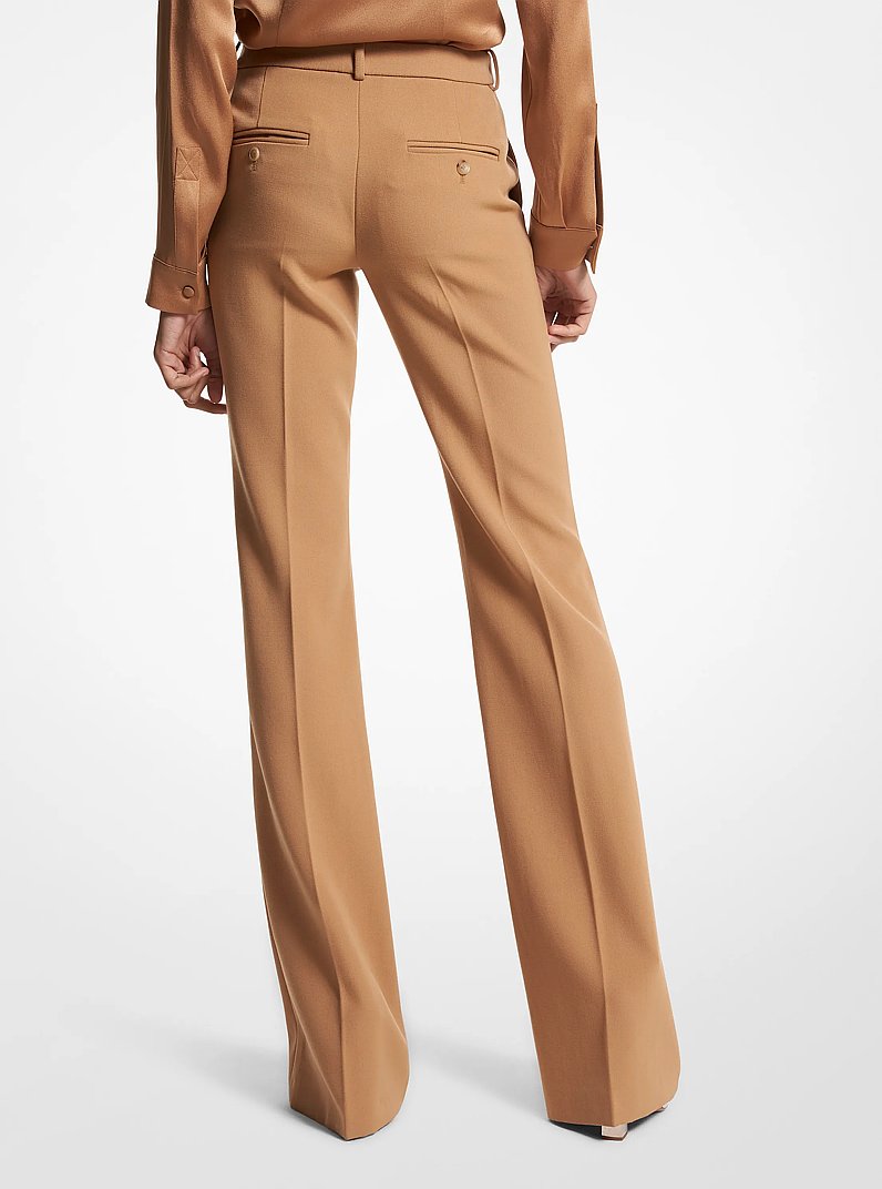 Haylee Wool Gabardine Flared Trousers in CAMEL | Michael Kors