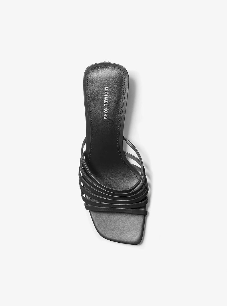Haisley Leather Kitten Sandal in BLACK | Michael Kors