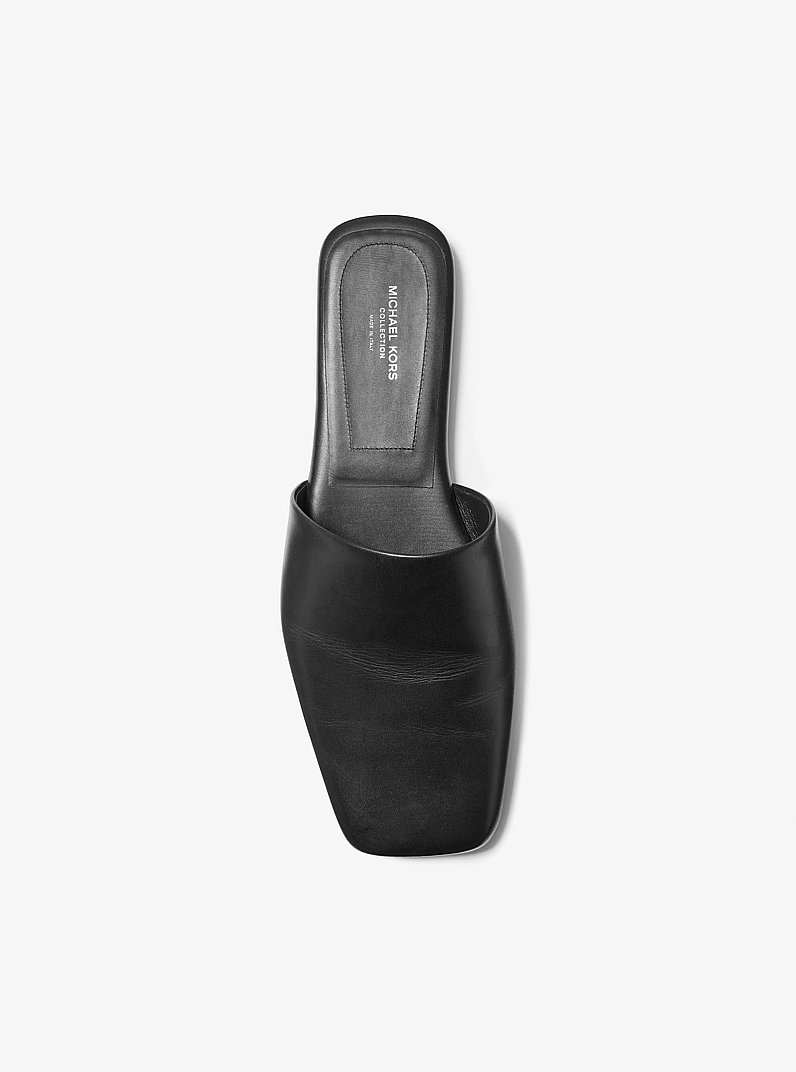 Kirsty Leather Slipper in BLACK | Michael Kors