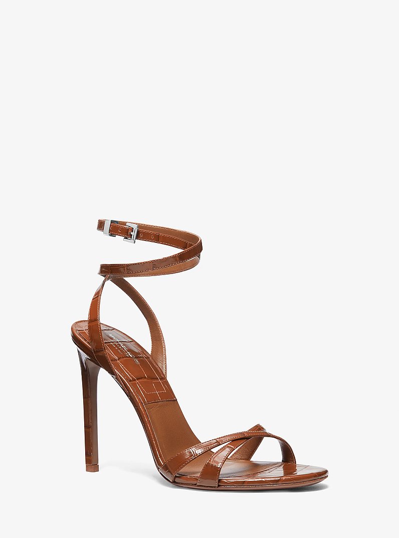Chrissy Crocodile Embossed Leather Sandal