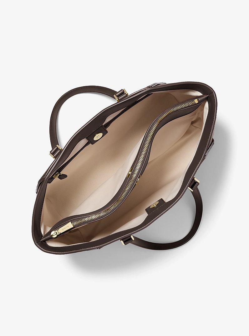 Taryn Large Leather Tote Bag in CHOCOLATE | Michael Kors