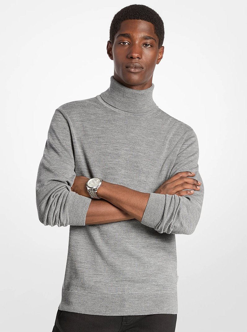 Wool Turtleneck Sweater in HEATHER GREY | Michael Kors