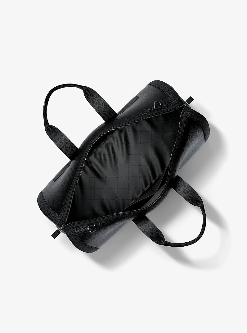 Cooper Pebbled Leather and Signature Logo Duffel Bag in BLACK | Michael Kors