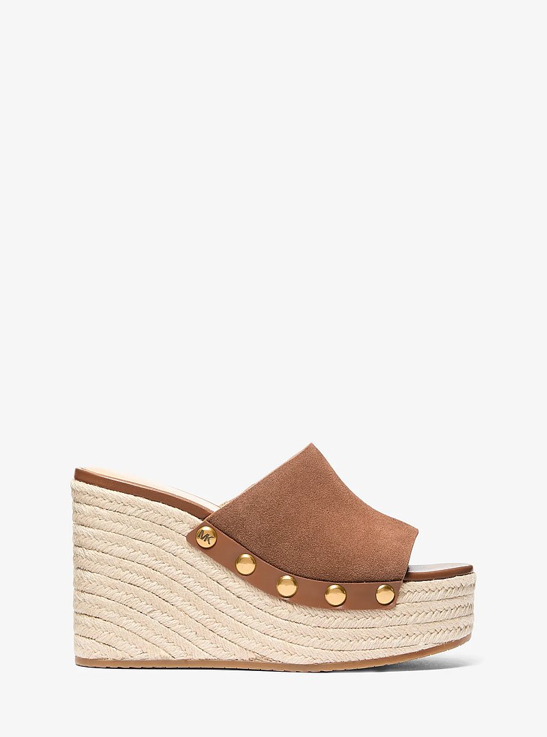 Mayes Suede Wedge Sandal in LUGGAGE | Michael Kors