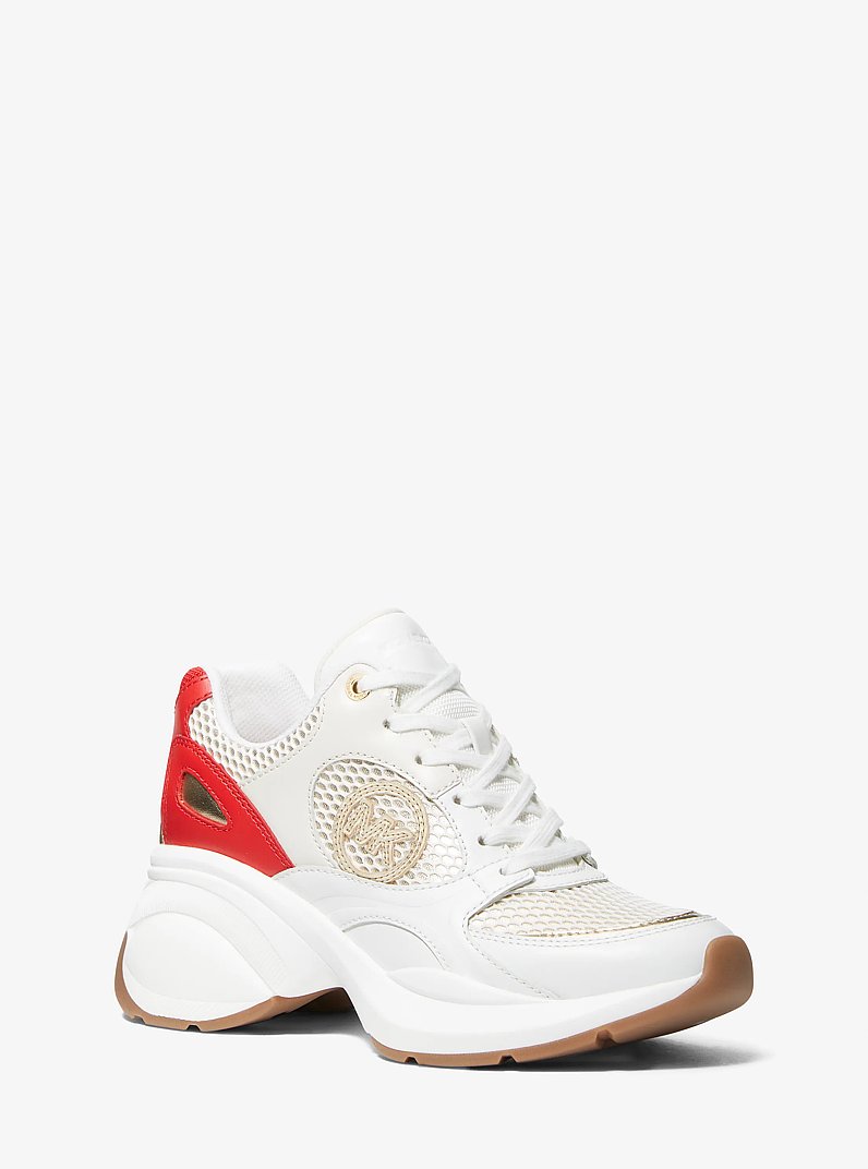 Zuma Leather and Mesh Trainer in LACQUER RED MULTI | Michael Kors
