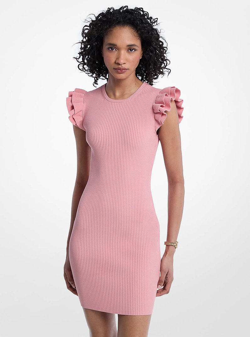 Ruffled Stretch Viscose Mini Dress in PRIMROSE | Michael Kors