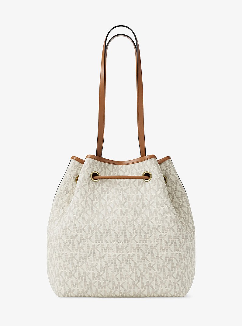 Avery Medium Signature Logo Bucket Tote Bag in VANILLA/ACORN | Michael Kors