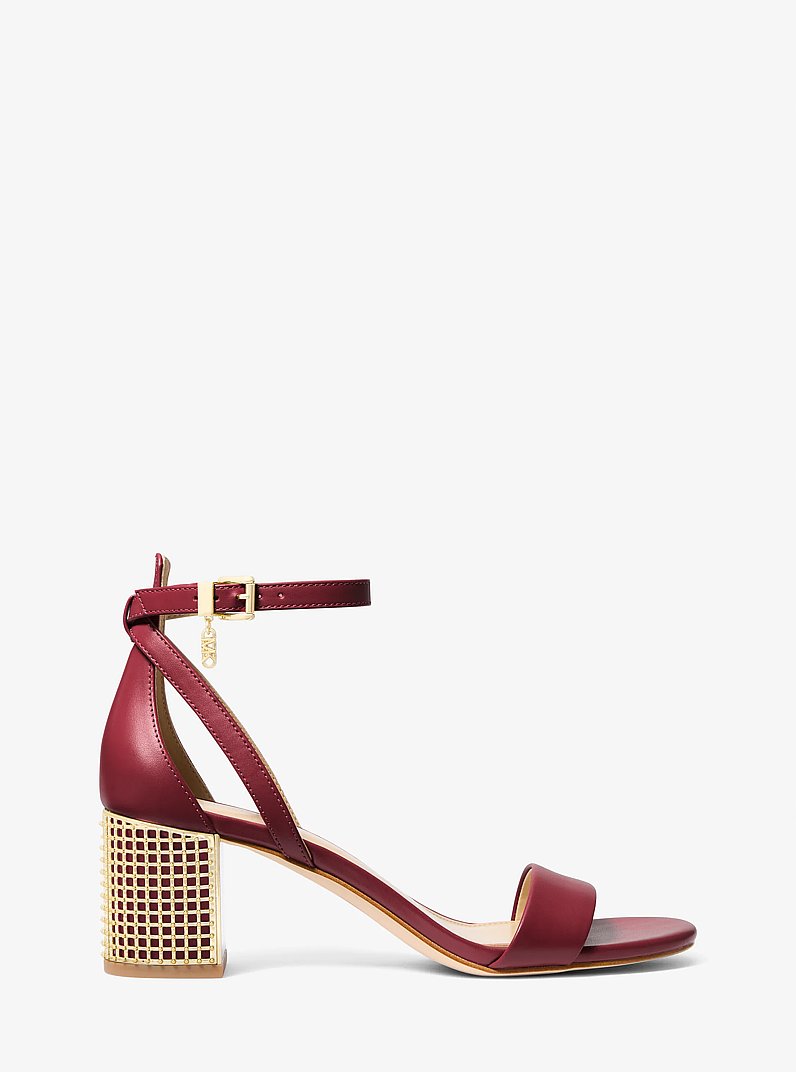 Maxine Leather Sandal in DEEP RED | Michael Kors