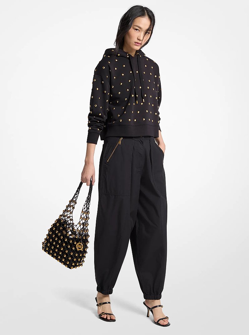Cotton Poplin Parachute Jogger in BLACK | Michael Kors