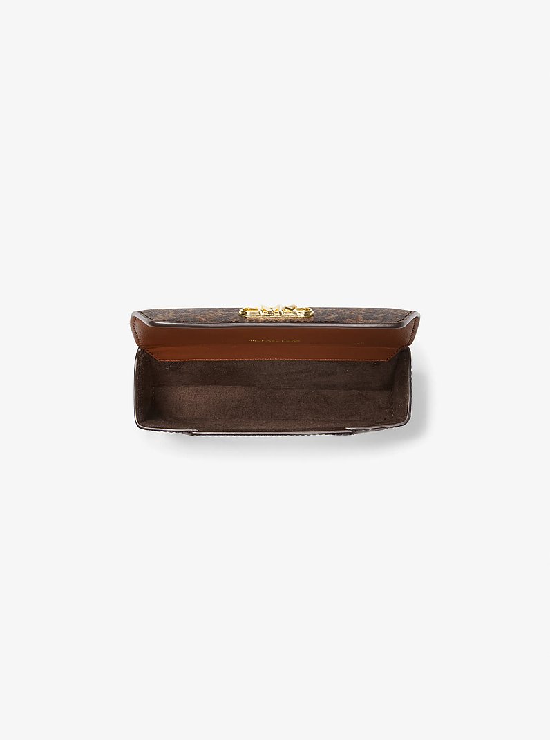 Empire Signature Logo Glasses Case in BROWN/LUGGAGE | Michael Kors