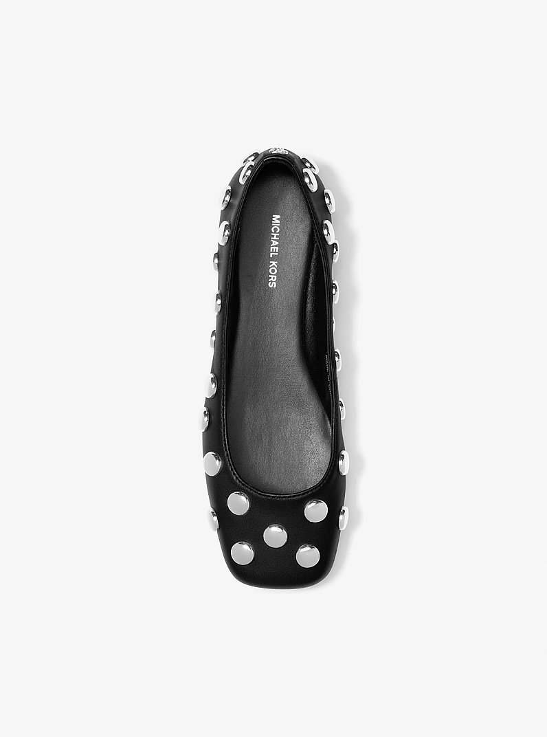Matilda Studded Leather Ballet Flat in BLACK | Michael Kors