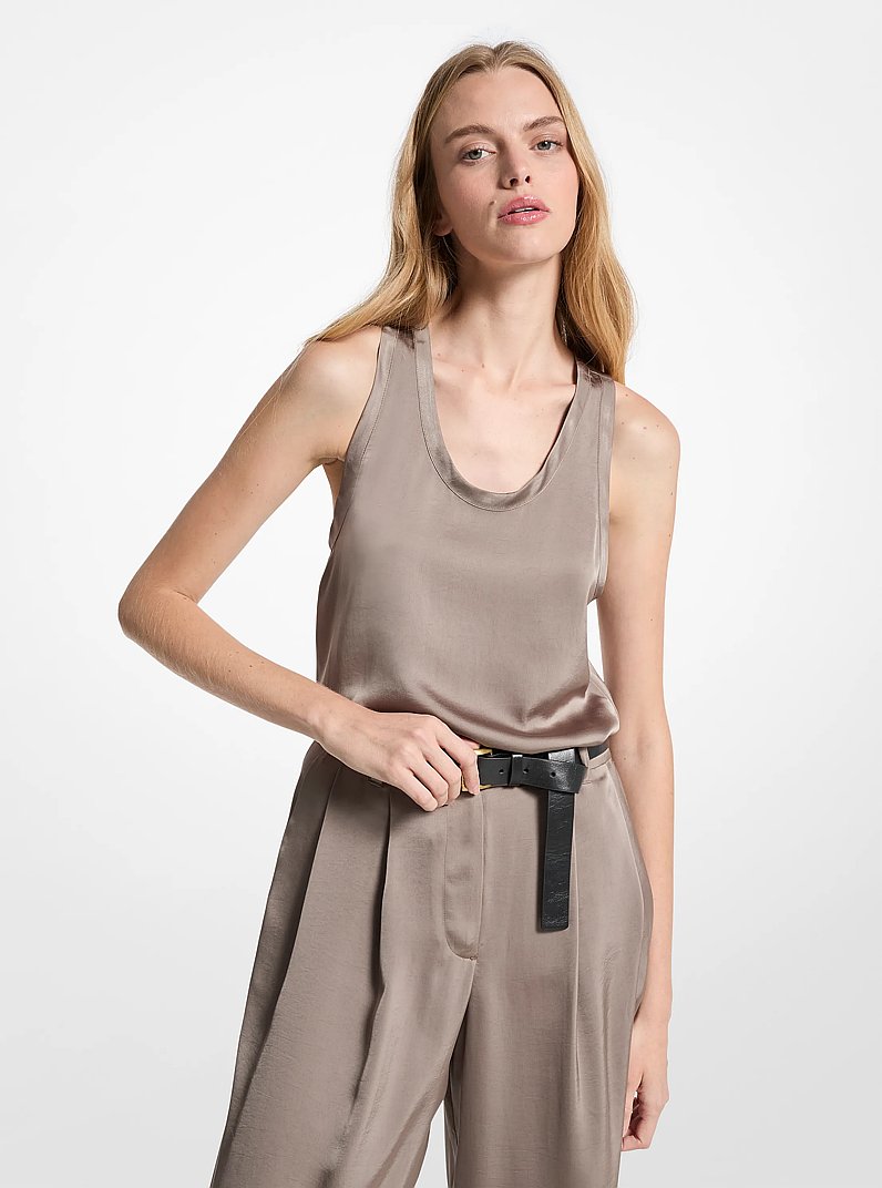 Satin Racerback Tank Top in CHESTNUT | Michael Kors