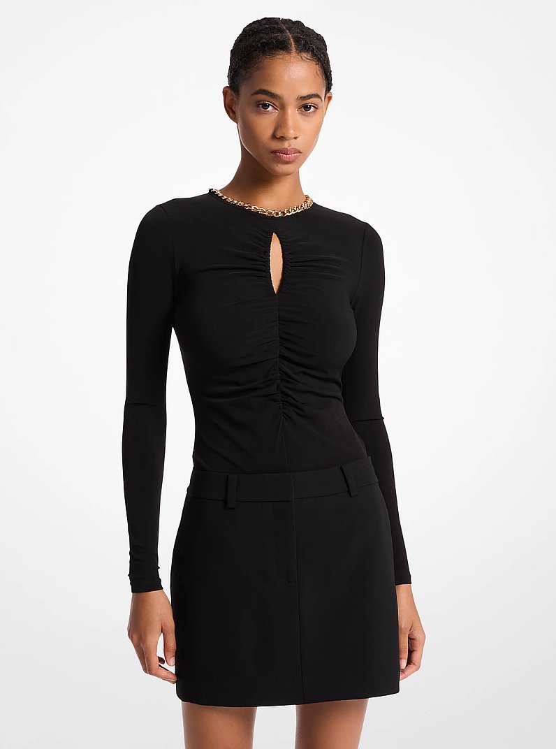 Top de punto mate con abertura en forma de cerradura y adorno in NEGRO | Michael Kors