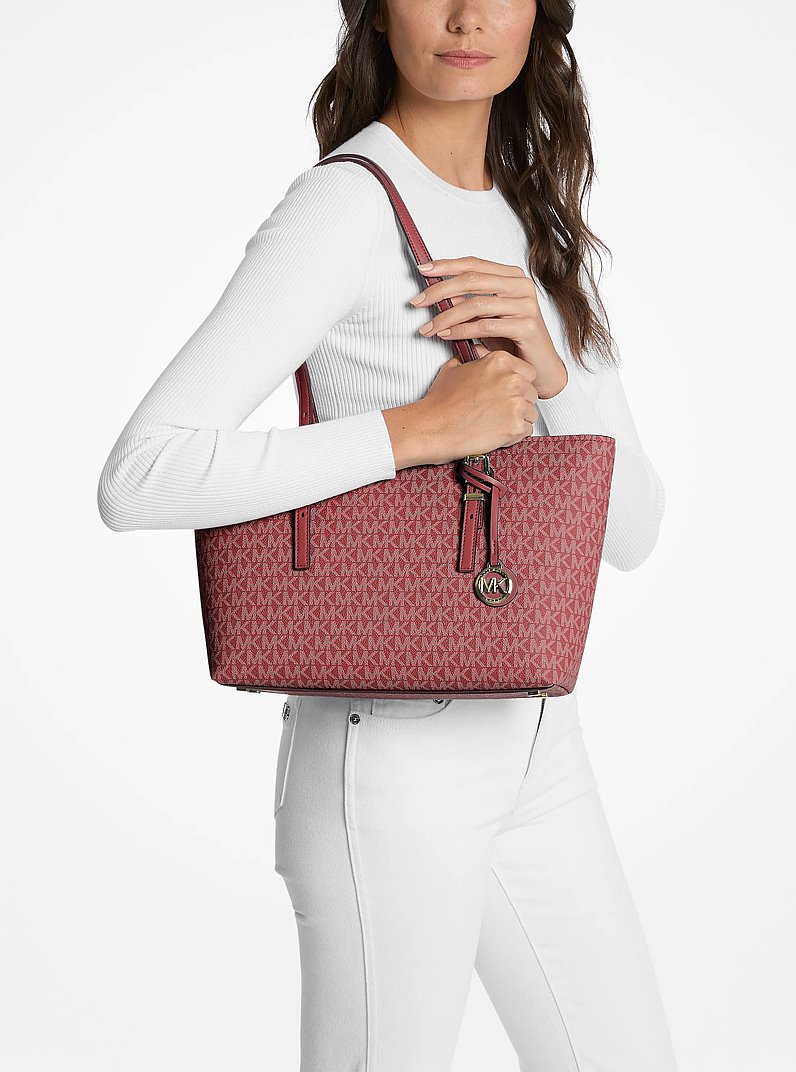 Quinn Medium Signature Logo and Leather Tote Bag