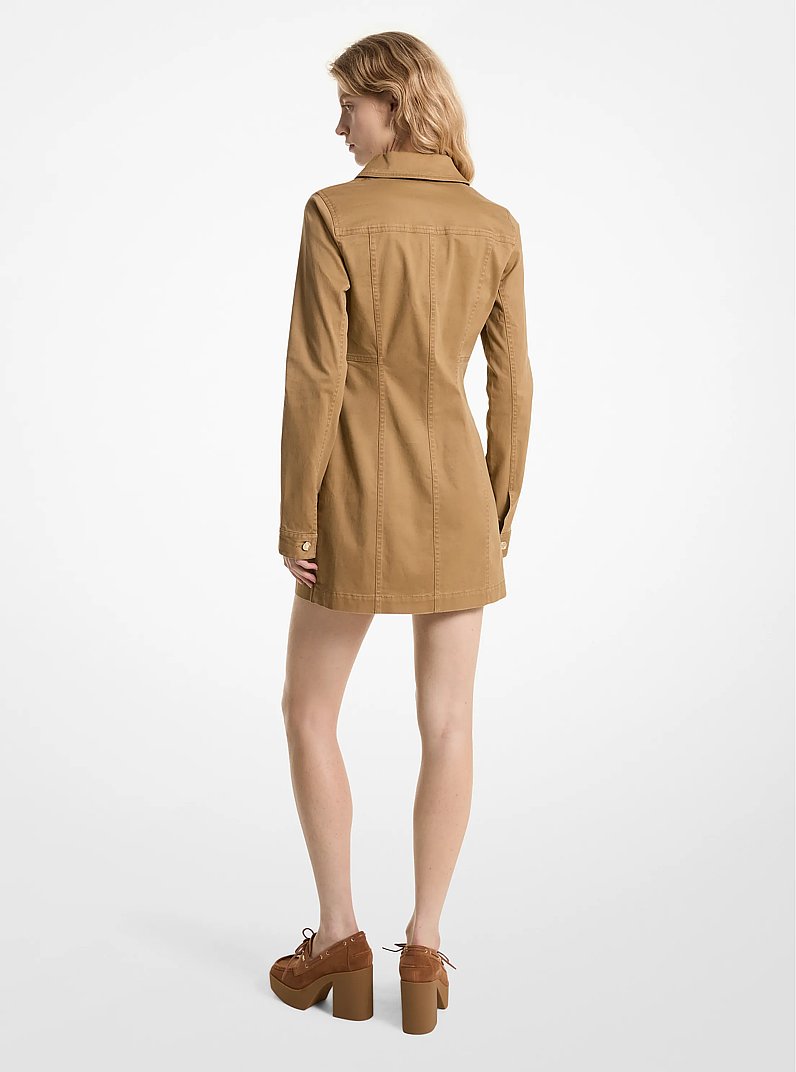 Kleid aus Stretch-Biobaumwolle mit Schn&uuml;rung in DUNKLES KAMELBRAUN | Michael Kors