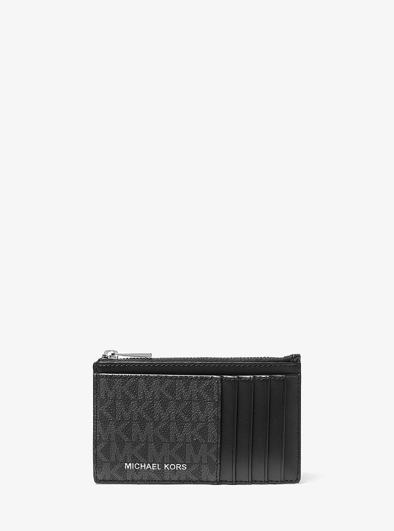 Cooper Slim Signature Logo Zip Wallet in BLACK | Michael Kors