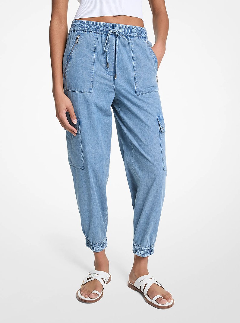 Pantal&oacute;n cargo de denim in AZUL &Aacute;NGEL LAVADO | Michael Kors