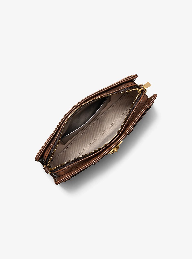Hamilton Moderne Extra-Small Burnished Leather Convertible Crossbody Bag in CHOCOLATE | Michael Kors