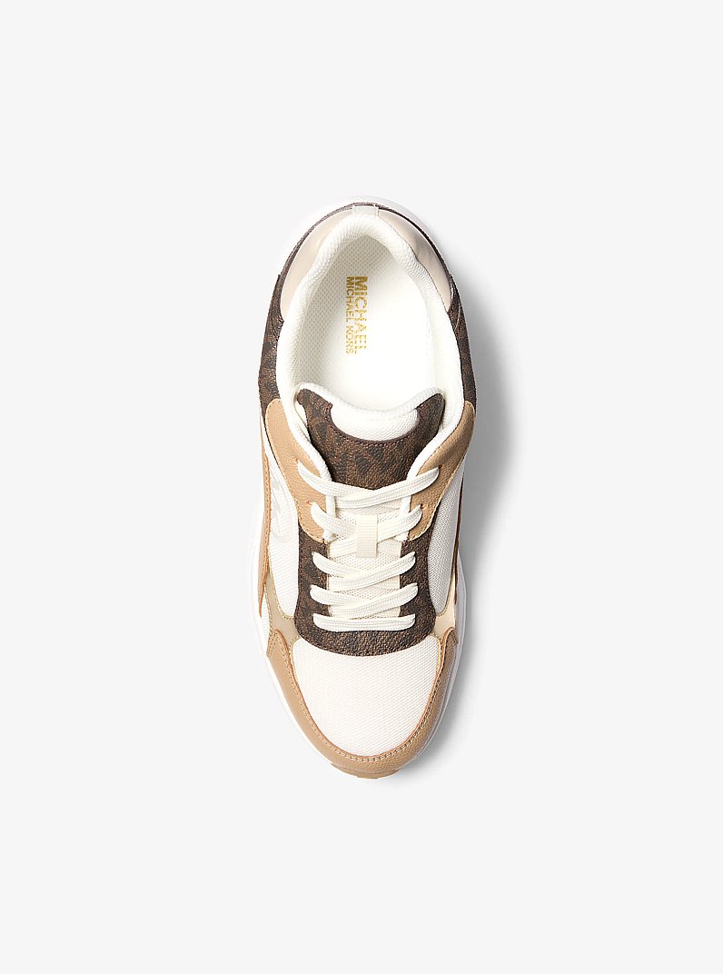 Samira Mixed-Media Trainer in BROWN | Michael Kors