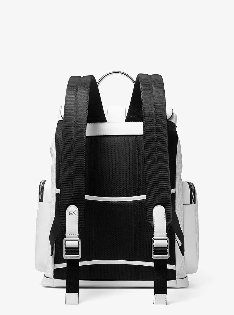 Hudson Signature Logo and Leather Cargo Backpack in BRIGHT WHT | Michael Kors