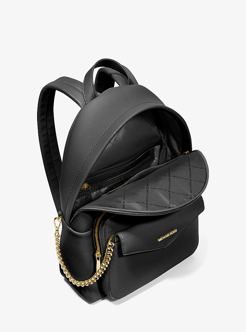 Mochila Maisie mediana 2 en 1 de cuero de grano in NEGRO | Michael Kors
