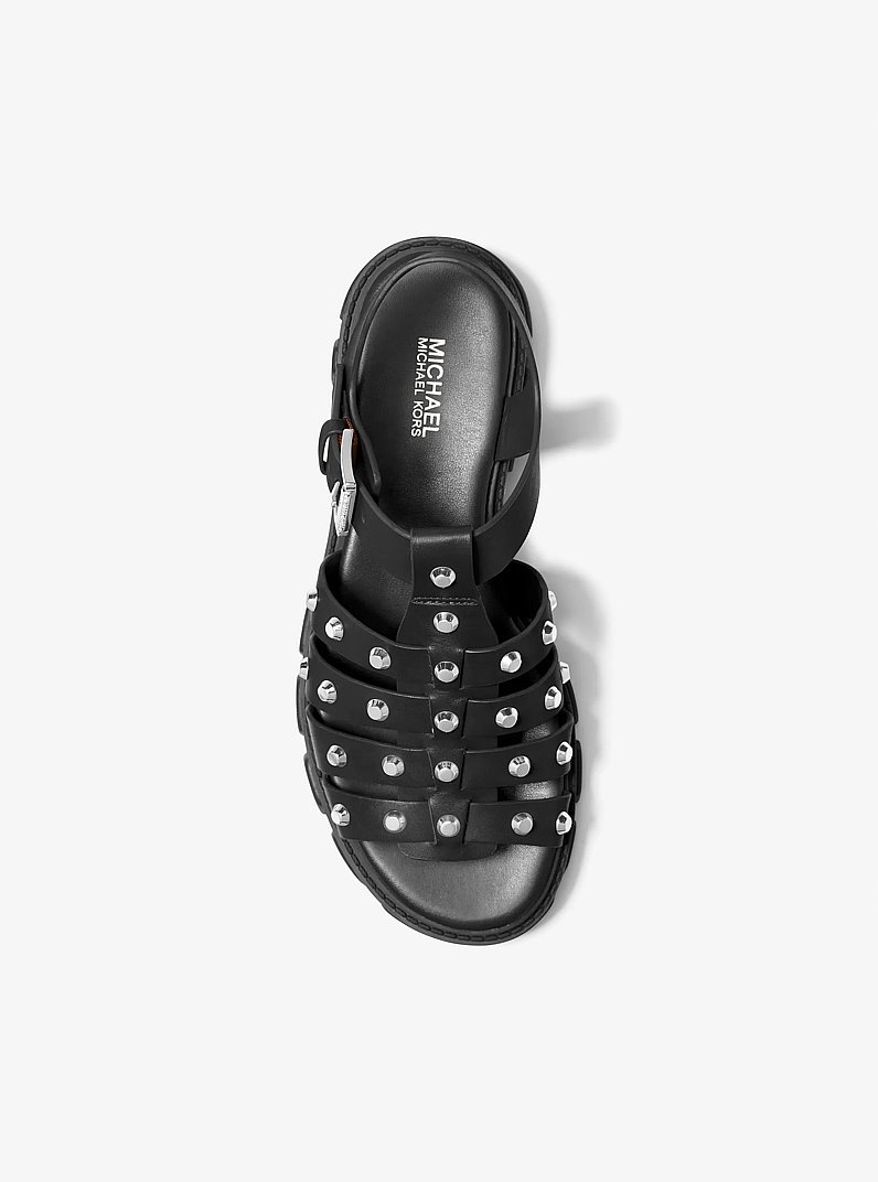 Jagger Studded Metallic Leather Sandal in BLACK | Michael Kors