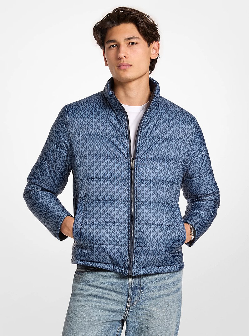 Signature Logo Reversible Jacket in MINUIT | Michael Kors