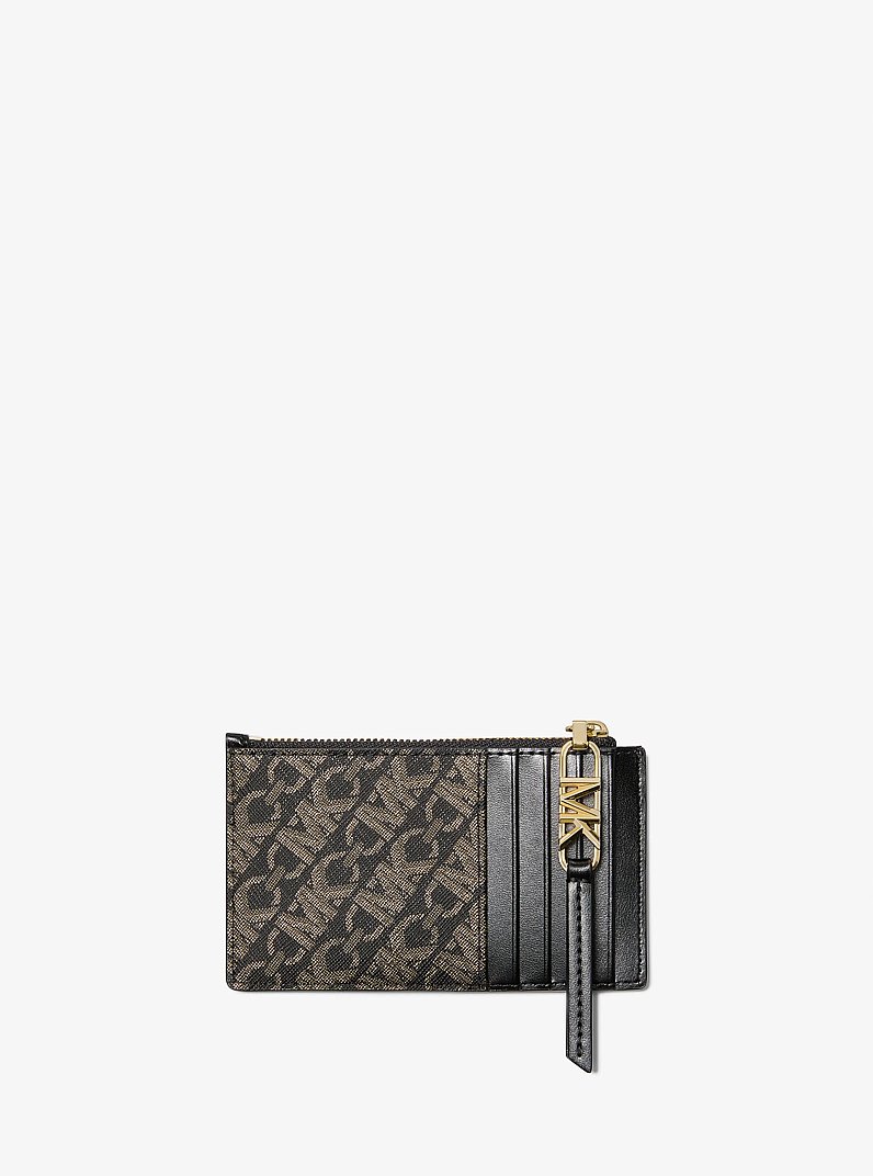 Petit &eacute;tui pour cartes Empire m&eacute;tallis&eacute; in NOIR/OR P&Acirc;LE | Michael Kors