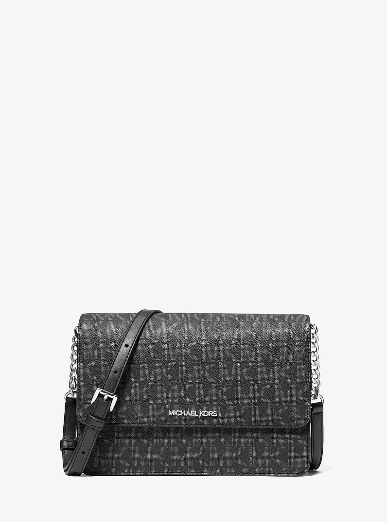 Daniela Large Signature Logo Crossbody Bag in BLACK | Michael Kors