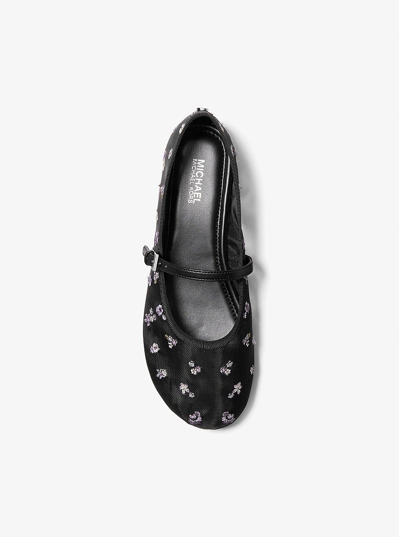 Phoebe Embellished Mesh Ballet Flat in BLACK COMBO | Michael Kors