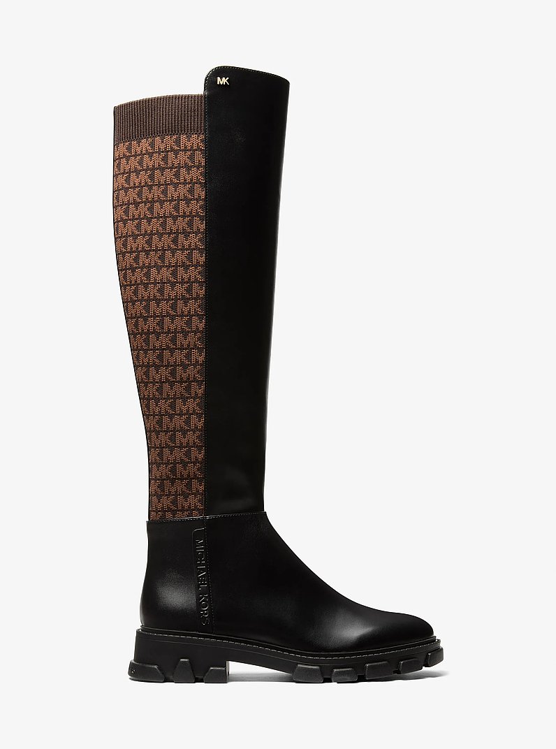 Ridley Logo Stretch Knit Boot in BLK/BROWN | Michael Kors