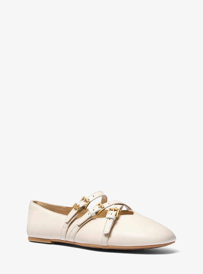 Indy Flex Leather Ballet Flat in LT CREAM | Michael Kors