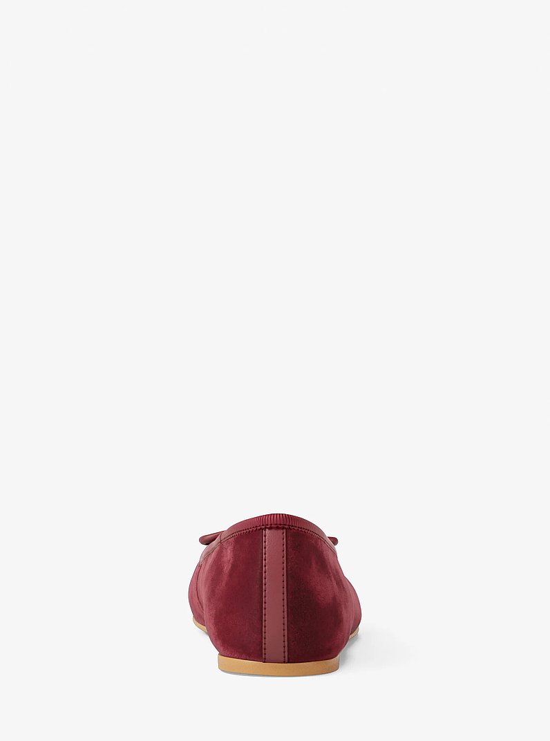 Savannah Logo Debossed Velvet Ballet Flat in MAROON | Michael Kors
