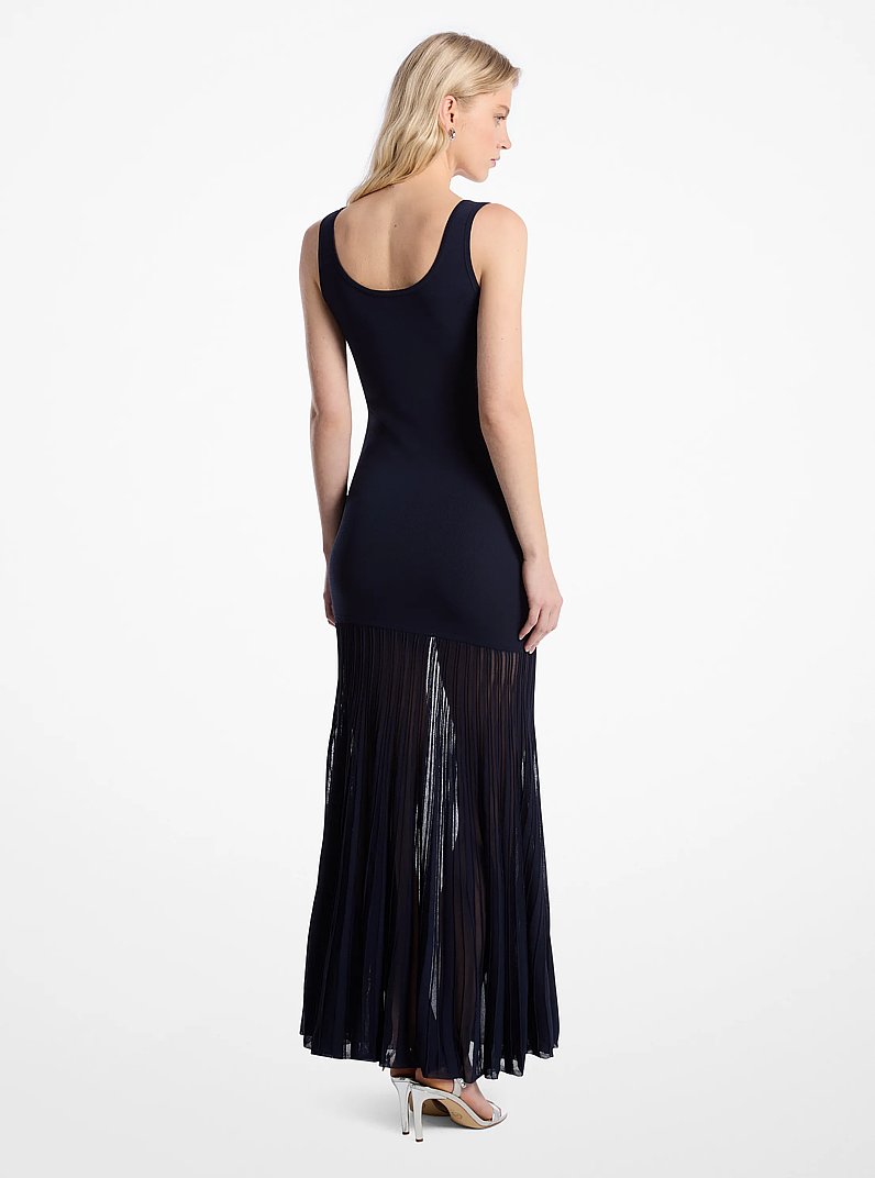 Stretch Viscose Blend Sheer Maxi Dress in MIDNIGHTBLUE | Michael Kors