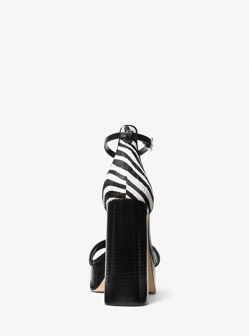 Cami Zebra Print Calf Hair Platform Sandal in BLACK COMBO | Michael Kors