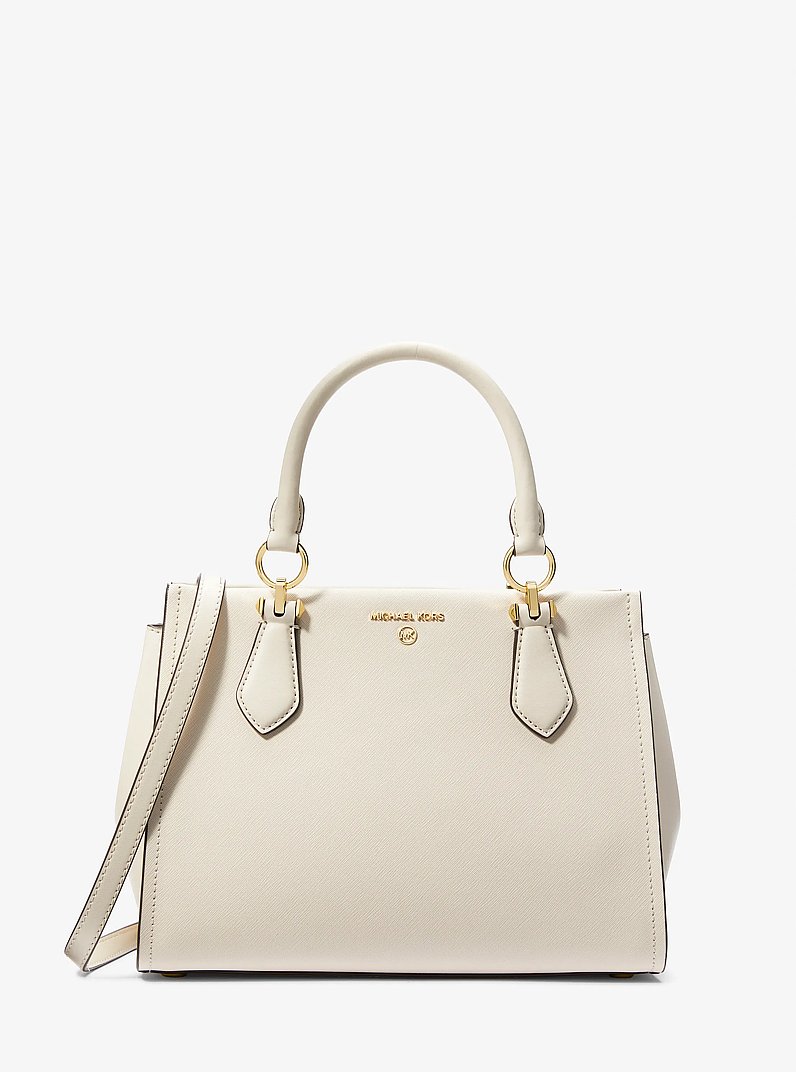 Sac port&eacute; main Marilyn de taille moyenne en cuir saffiano in CR&Egrave;ME CLAIRE | Michael Kors