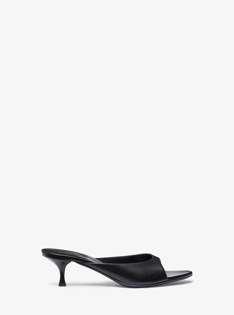 Arianna Leather Mule in BLACK | Michael Kors