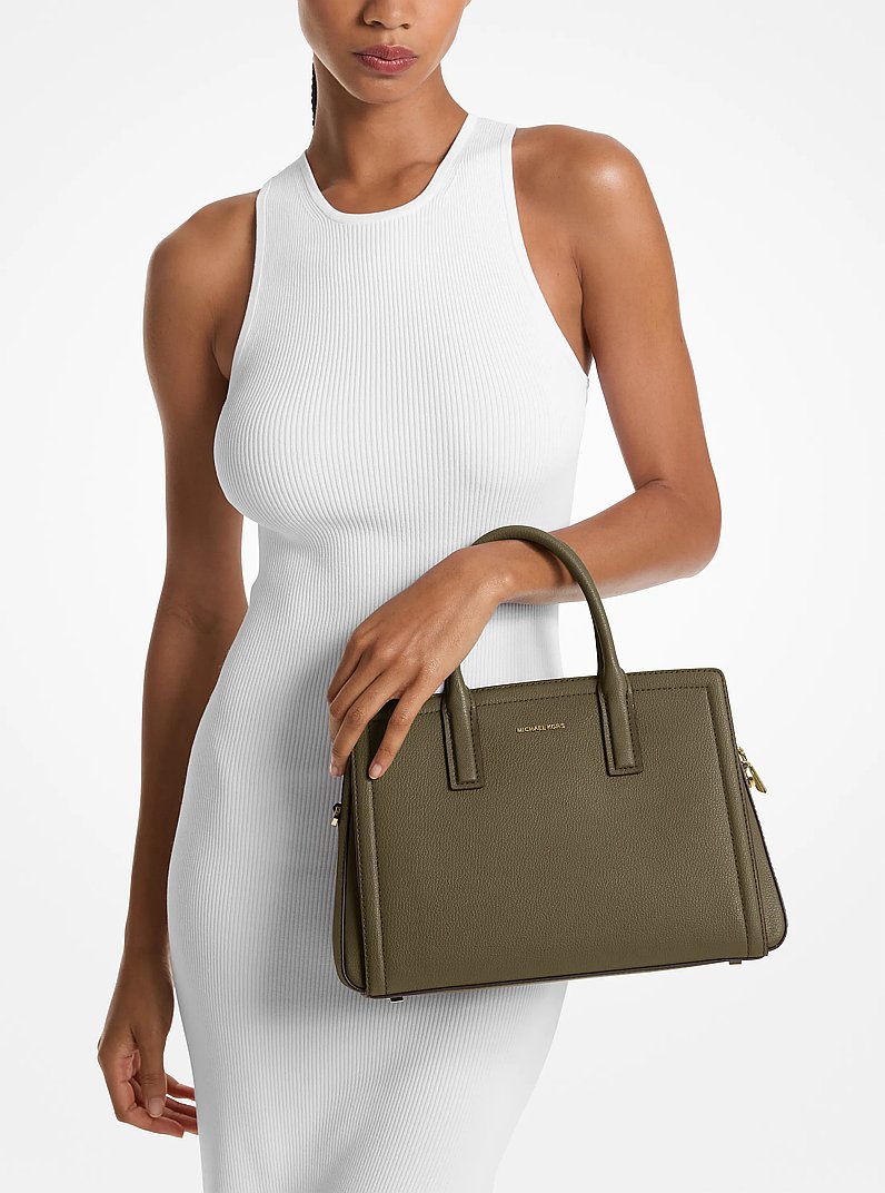 Sac Laila de taille moyenne en cuir in LODEN | Michael Kors