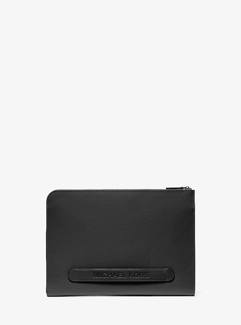 Custodia per laptop Hudson in pelle in NERO | Michael Kors