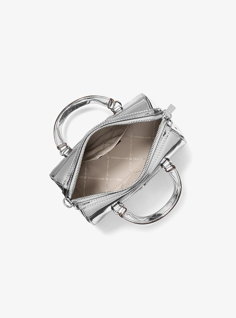 Jet Set Small Patent Duffel Crossbody Bag in SILVER - Sale