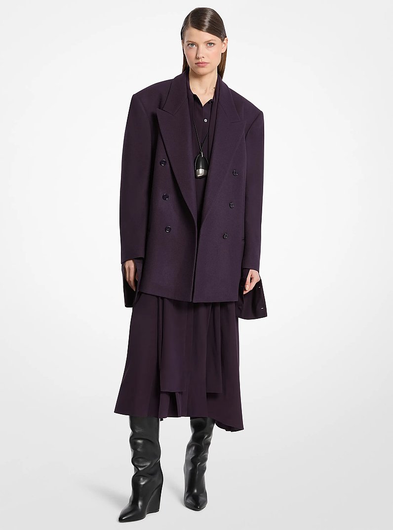 Blazer cruzado de lana Shawn in AUBERGINE | Michael Kors