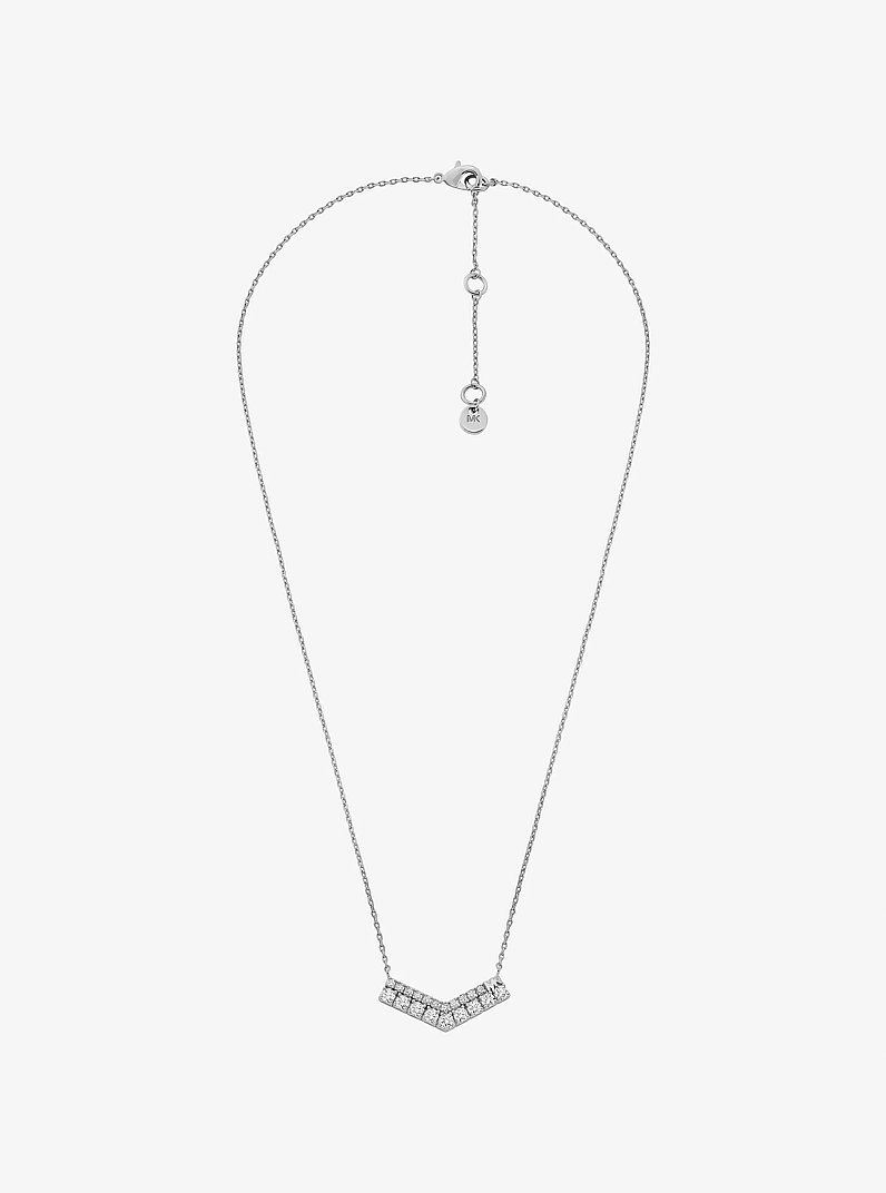 Collar con dise&ntilde;o chevron con incrustaciones in PLATEADO | Michael Kors