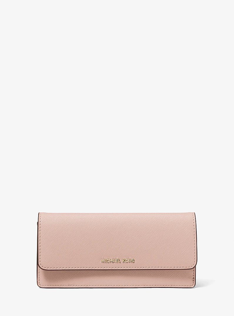 Jet Set Large Saffiano Leather Snap-Front Wallet in SOFT PINK | Michael Kors