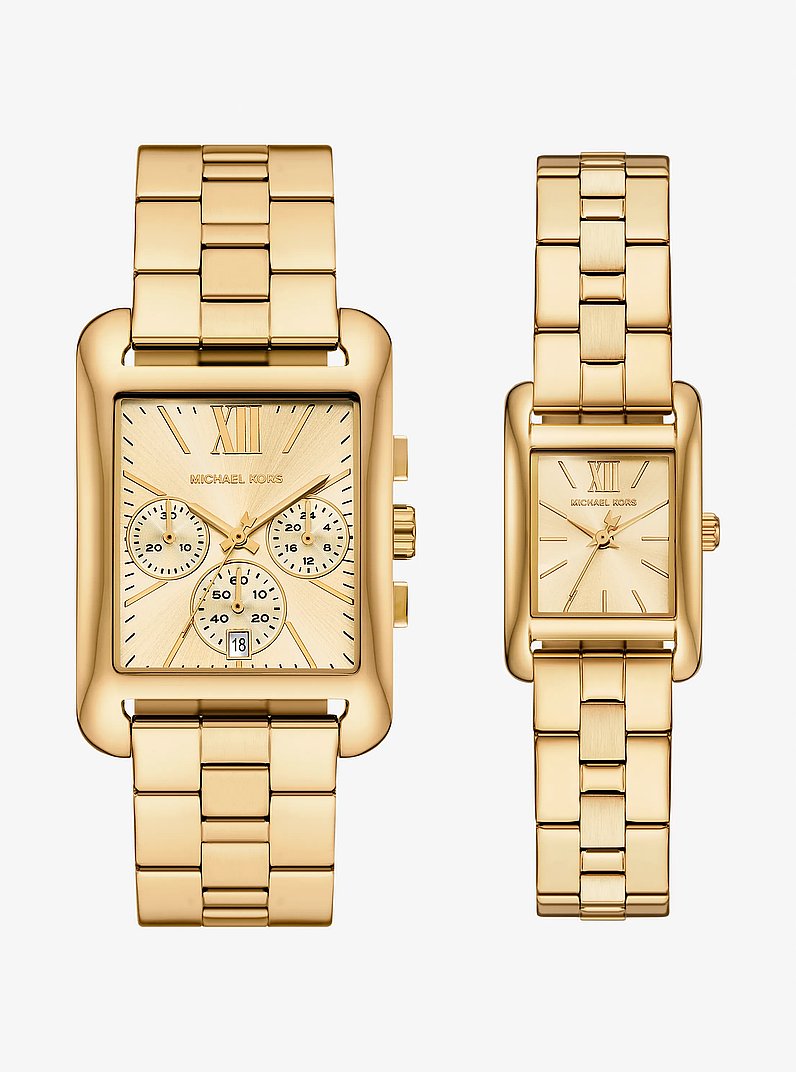 Set de relojes para &eacute;l y para ella Monroe en tono dorado in DORADO | Michael Kors