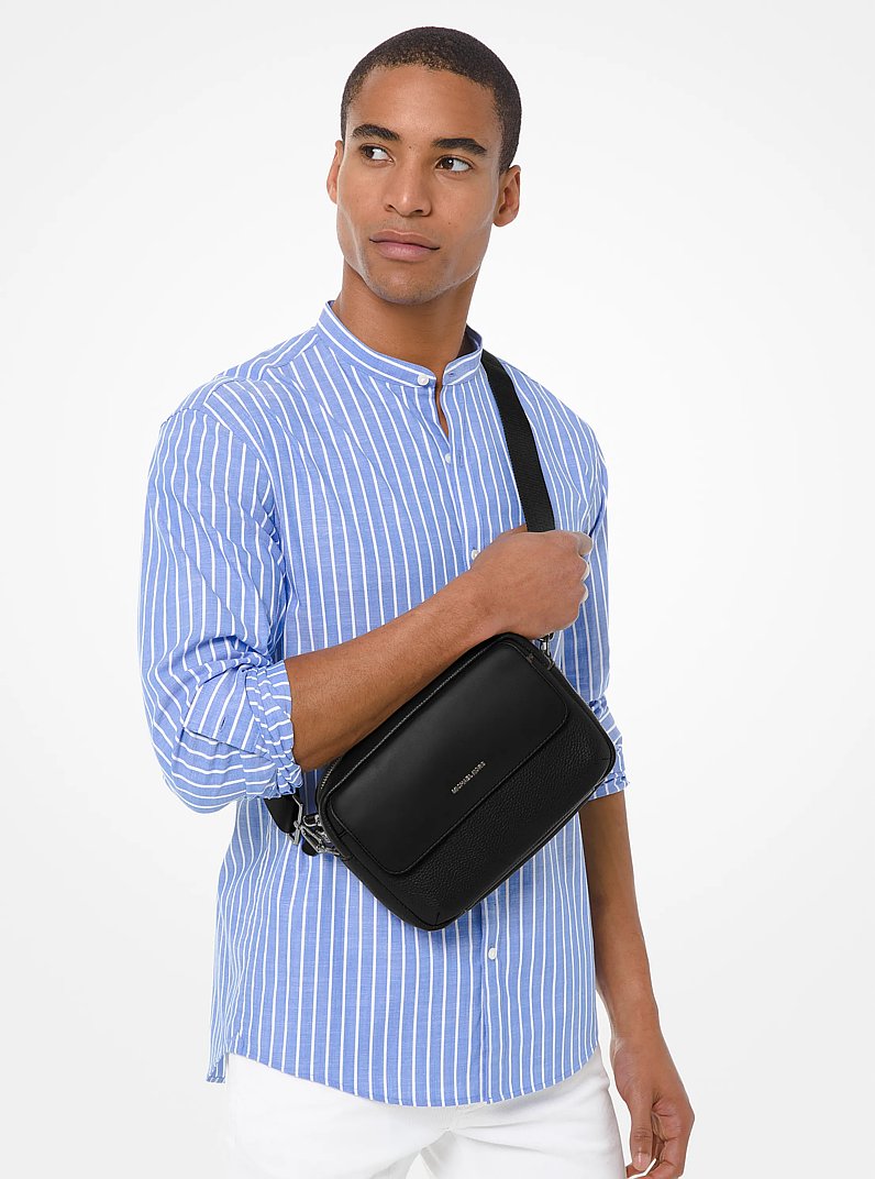 Hudson Pebbled Leather Crossbody Bag in LUGGAGE | Michael Kors